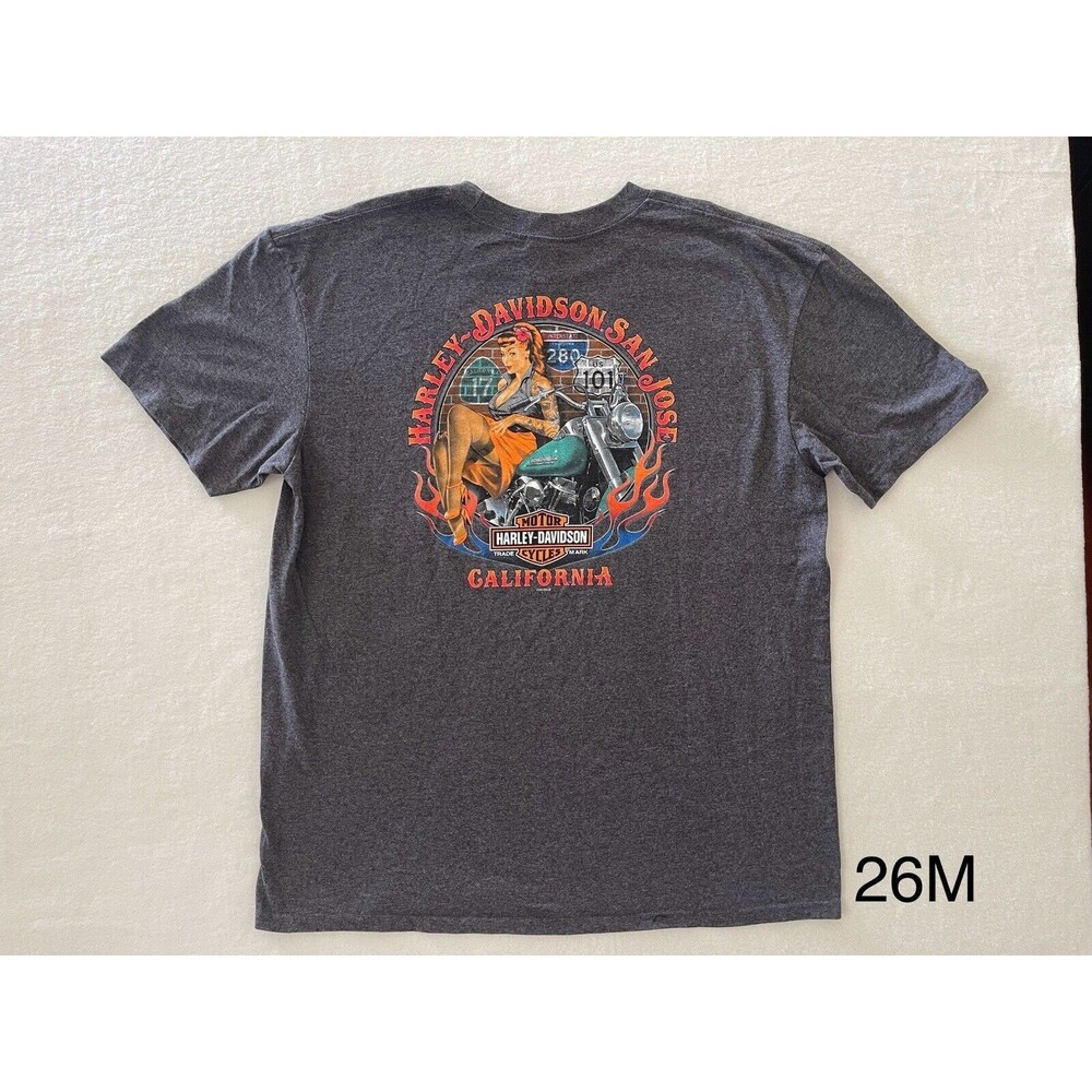 Harley‎ Davidson Pin Up Retro Girl Size XL Men’s Shirt San José, California
